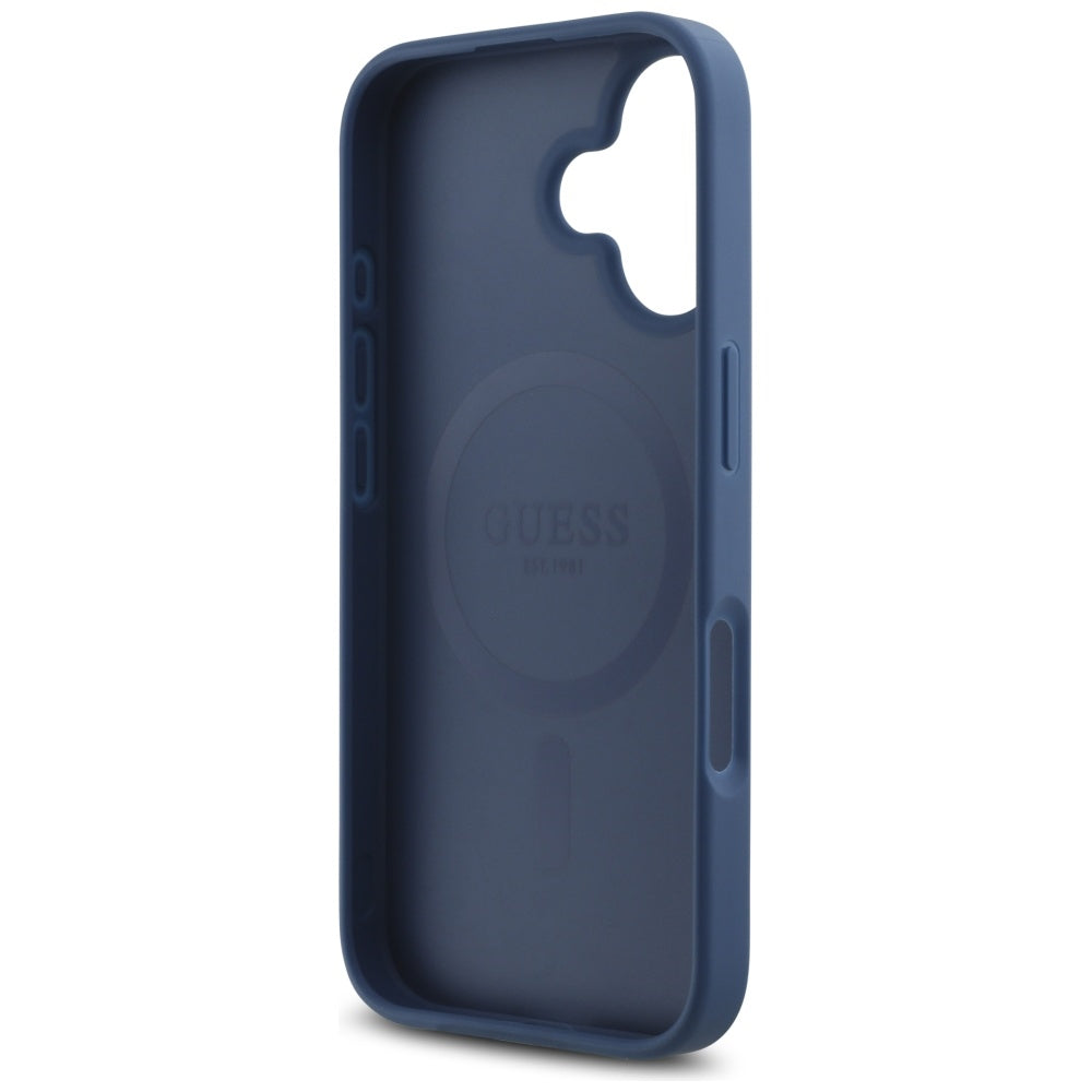 Custodia MagSafe per Apple iPhone 16, Guess, 4G Small and Classic Logo, Blu