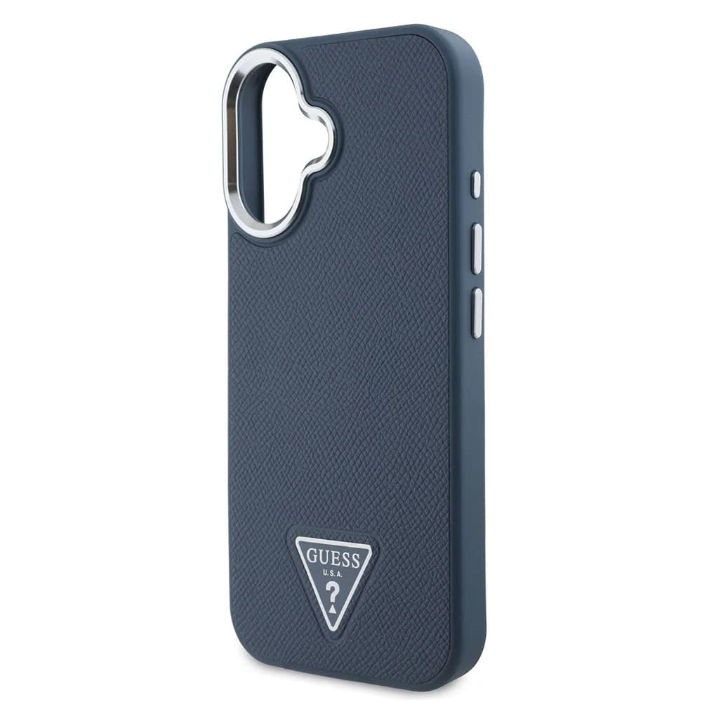 Custodia MagSafe per Apple iPhone 16, Guess, Logo Triangolo Granulato, Nera