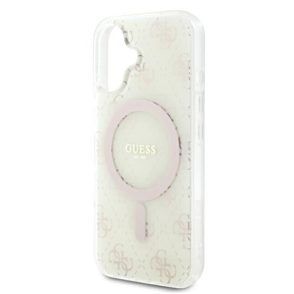 Custodia MagSafe per Apple iPhone 16, Guess, IML 4G Background, Bianca