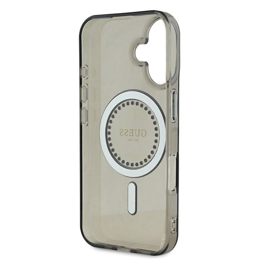 Coque MagSafe pour Apple iPhone 16, Guess, IML Rhinestone, Noire