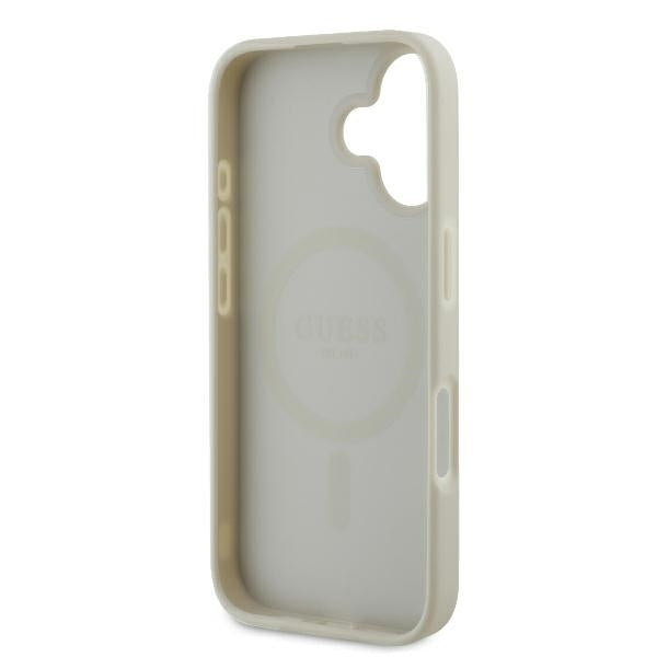 MagSafe Case for Apple iPhone 16, Guess, Peony Script, White