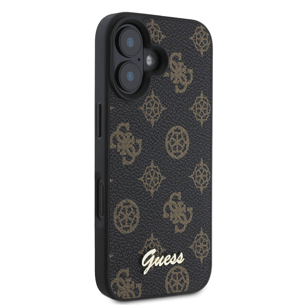 Custodia MagSafe per Apple iPhone 16, Guess, Peony Script, Nera