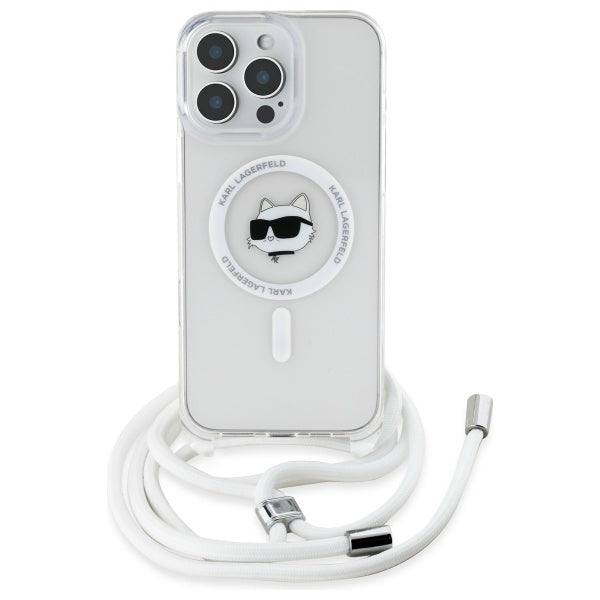 Housse MagSafe pour Apple iPhone 16, Karl Lagerfeld, IML Crossbody Choupette's Head with Strap, Transparente