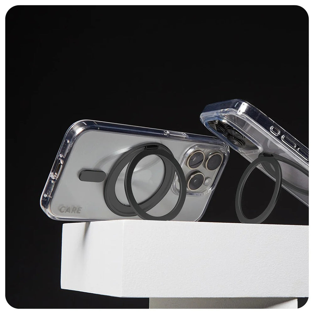 Custodia MagSafe per Apple iPhone 16, PanzerGlass, Care Feature Kickstand, Trasparente Nera