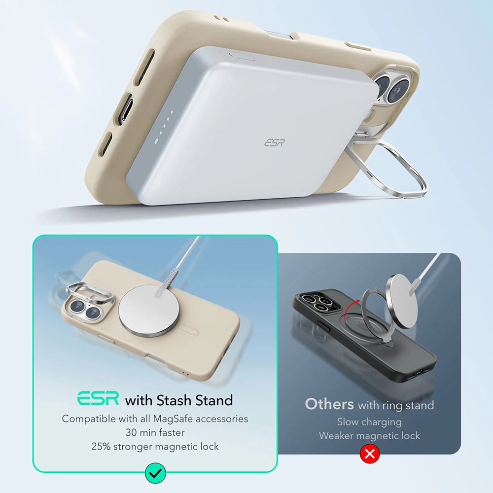 Étui MagSafe pour Apple iPhone 16 Plus, ESR, Cloud Soft Kickstand, Crème