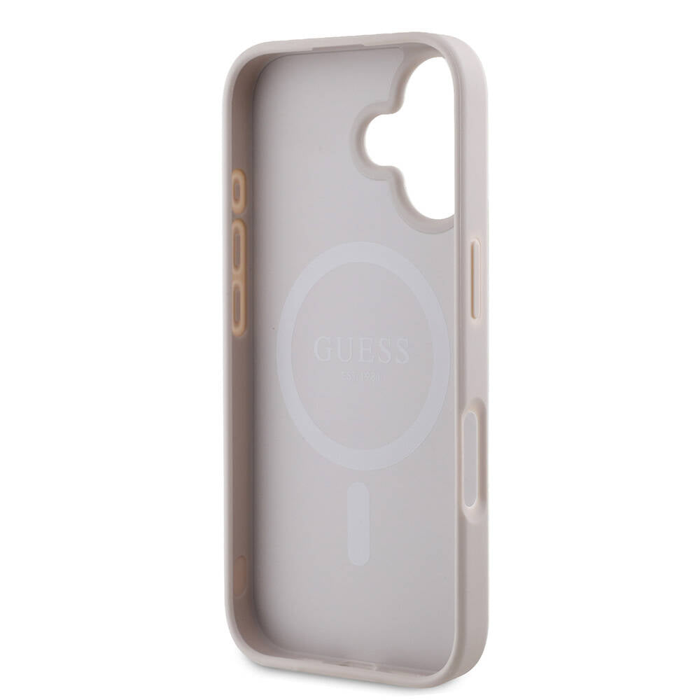 Coque MagSafe pour Apple iPhone 16 Plus, Guess, 4G Printed Stripes, Rose