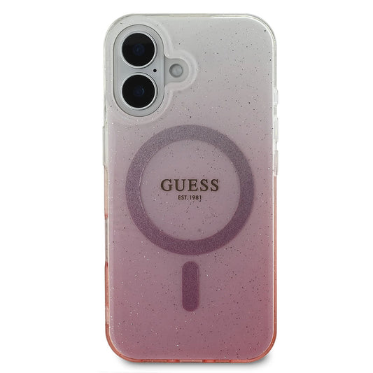 Custodia MagSafe per Apple iPhone 16 Plus, Guess, IML Glitter Gradient, Rosa