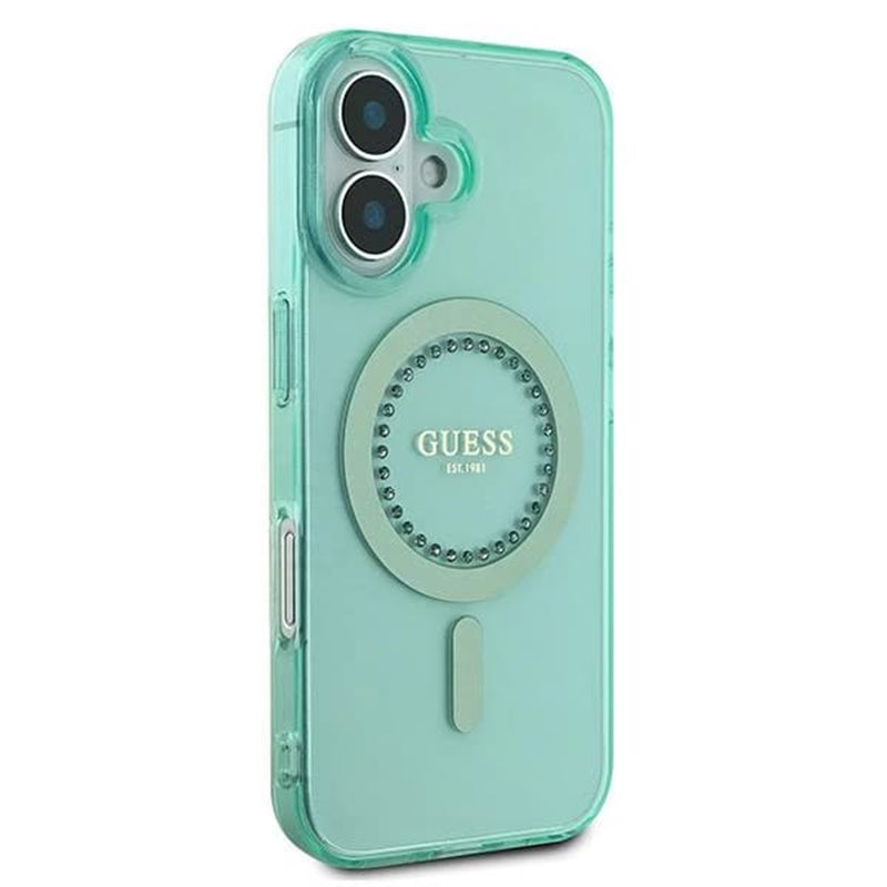 MagSafe Hülle für Apple iPhone 16 Plus, Guess, IML Rhinestone, Grün