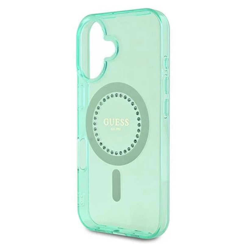 MagSafe Hülle für Apple iPhone 16 Plus, Guess, IML Rhinestone, Grün