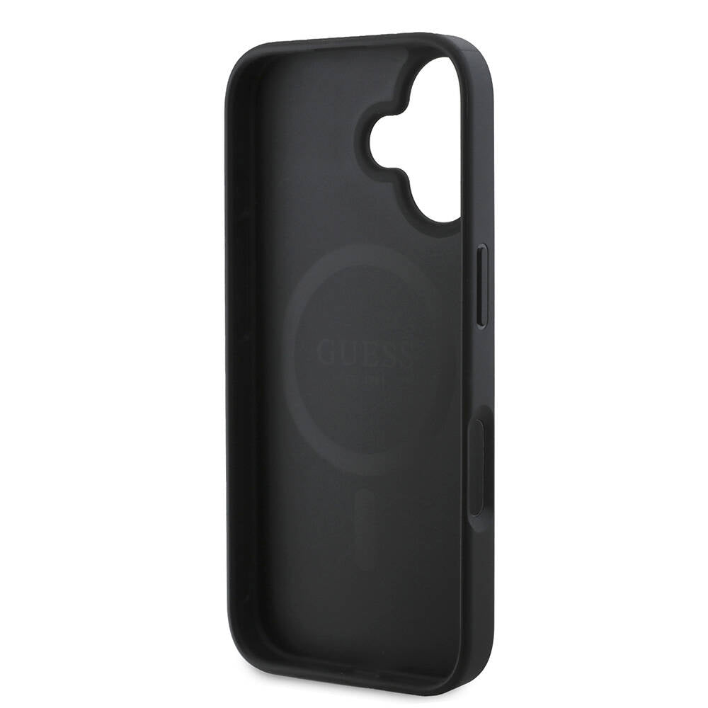 MagSafe Case for Apple iPhone 16 Plus, Guess, Peony Script, Black