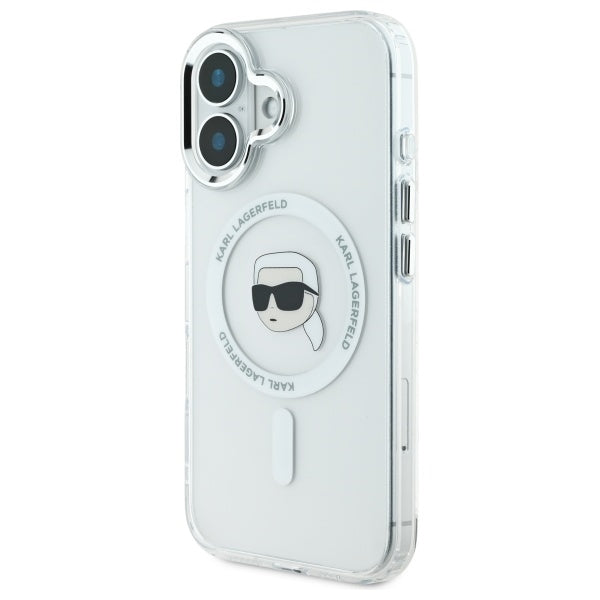 MagSafe Hülle für Apple iPhone 16 Plus, Karl Lagerfeld, IML Karl's Head, Weiß