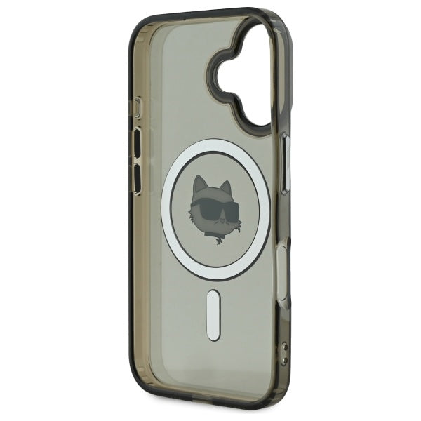 MagSafe Hülle für Apple iPhone 16 Plus, Karl Lagerfeld, IML Metal Choupette's Head, Schwarz