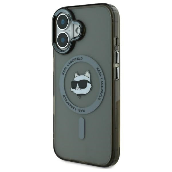 MagSafe Hülle für Apple iPhone 16 Plus, Karl Lagerfeld, IML Metal Choupette's Head, Schwarz