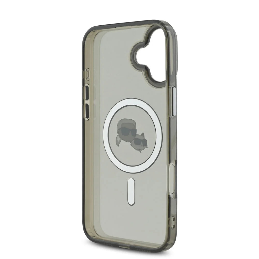 MagSafe Hülle für Apple iPhone 16 Plus, Karl Lagerfeld, IML Metal Karl & Choupette's Heads, Schwarz