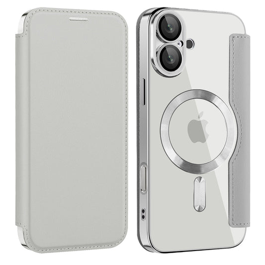 Coque MagSafe pour Apple iPhone 16 Plus, Techsuit, SmartMag Book, Gris