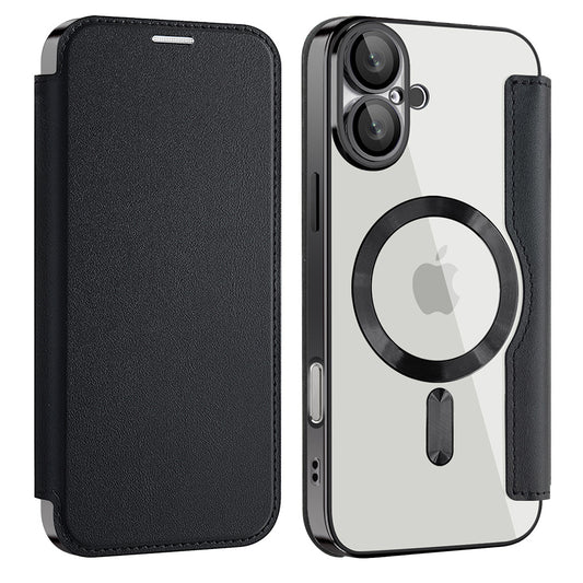 Custodia MagSafe per Apple iPhone 16 Plus, Techsuit, SmartMag Book, Nera