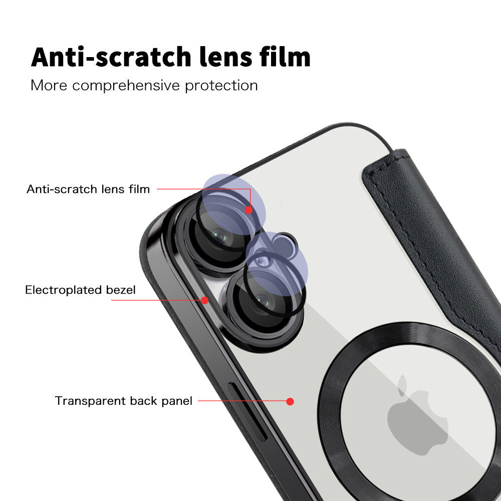 Custodia MagSafe per Apple iPhone 16 Plus, Techsuit, SmartMag Book, Nera