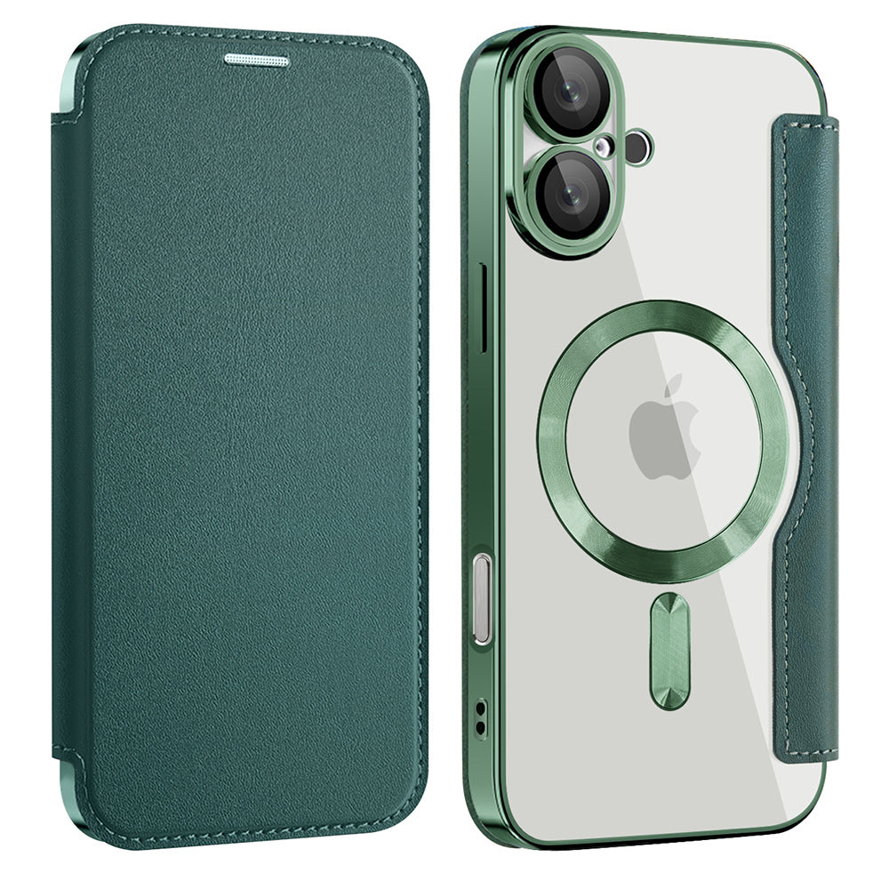 Coque MagSafe pour Apple iPhone 16 Plus, Techsuit, SmartMag Book, Vert