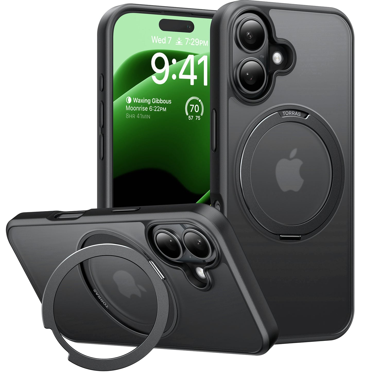 Custodia MagSafe per Apple iPhone 16 Plus, Torras, Ostand Pro, Nera