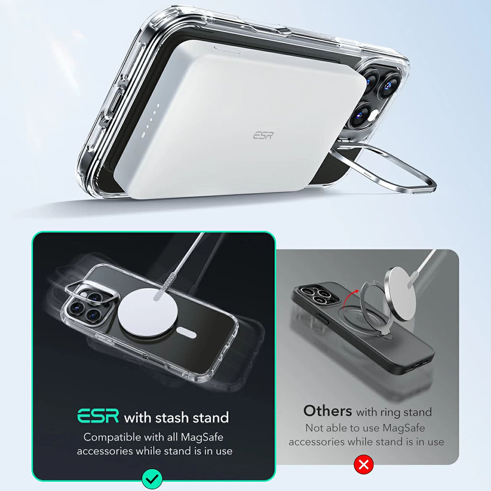 Custodia MagSafe per Apple iPhone 16 Pro, ESR, Classic Hybrid Kickstand, Nera Trasparente