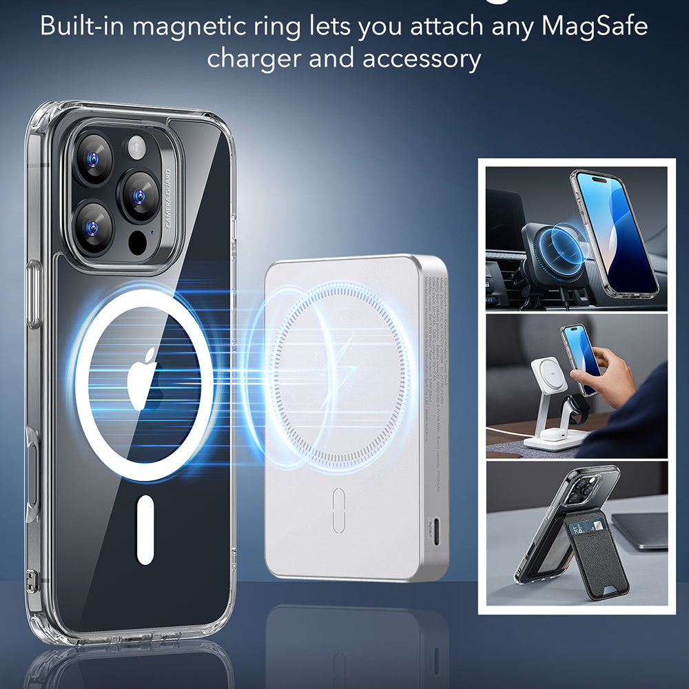 Custodia MagSafe per Apple iPhone 16 Pro, ESR, Classic Hybrid, Trasparente