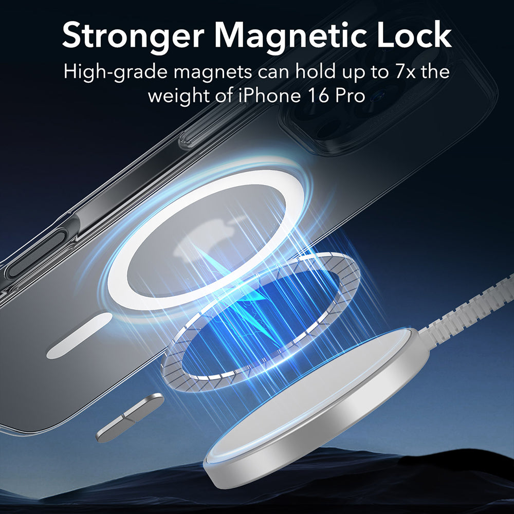 Custodia MagSafe per Apple iPhone 16 Pro, ESR, Classic Hybrid, Trasparente Satinata