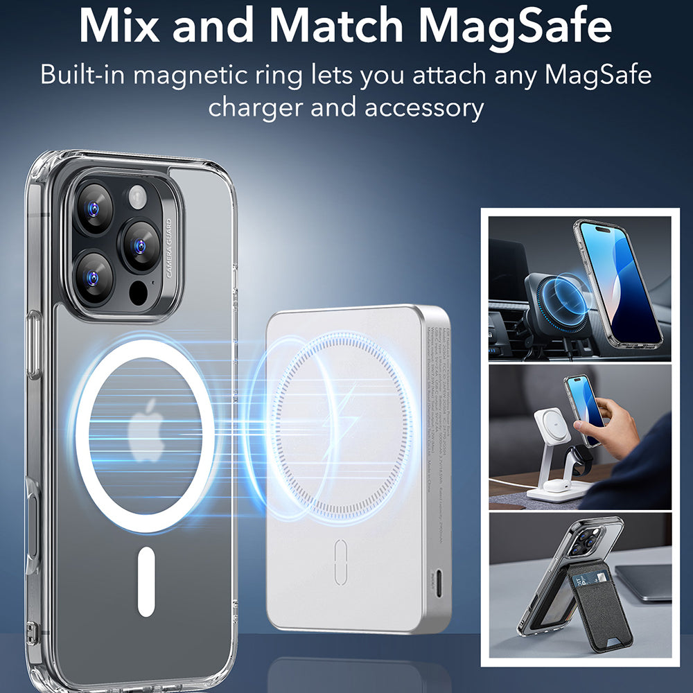 Custodia MagSafe per Apple iPhone 16 Pro, ESR, Classic Hybrid, Trasparente Satinata