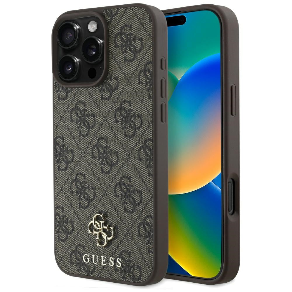 Custodia MagSafe per Apple iPhone 16 Pro, Guess, 4G Small and Classic Logo, Marrone