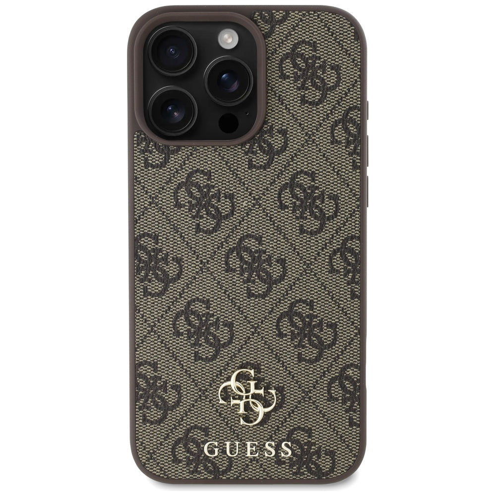 Custodia MagSafe per Apple iPhone 16 Pro, Guess, 4G Small and Classic Logo, Marrone