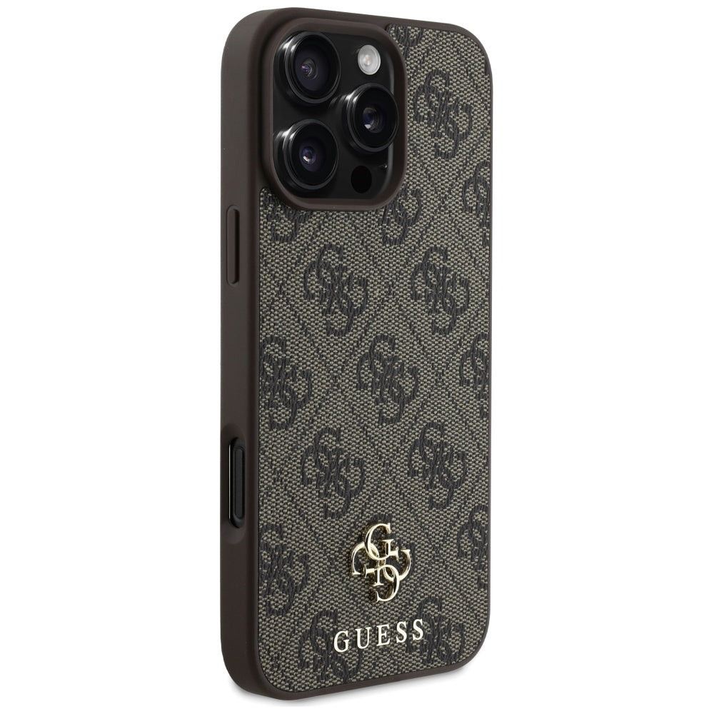 Custodia MagSafe per Apple iPhone 16 Pro, Guess, 4G Small and Classic Logo, Marrone