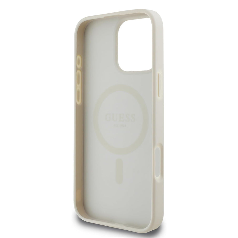MagSafe Hülle für Apple iPhone 16 Pro, Guess, Grained Gold Ring, Beige