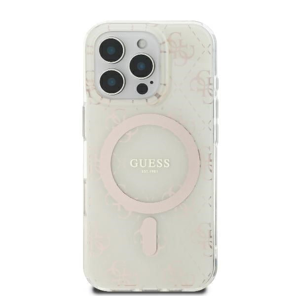 Étui MagSafe pour Apple iPhone 16 Pro, Guess, IML 4G Background, Blanc
