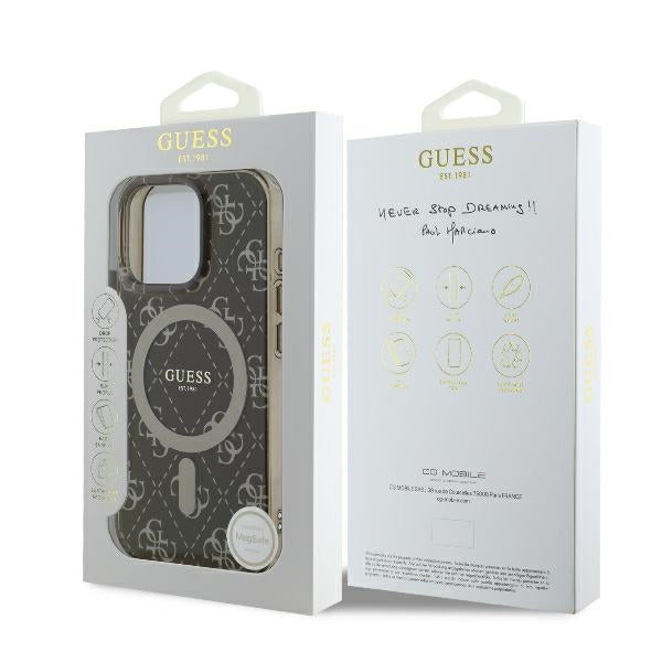 Custodia MagSafe per Apple iPhone 16 Pro, Guess, IML 4G Background, Marrone
