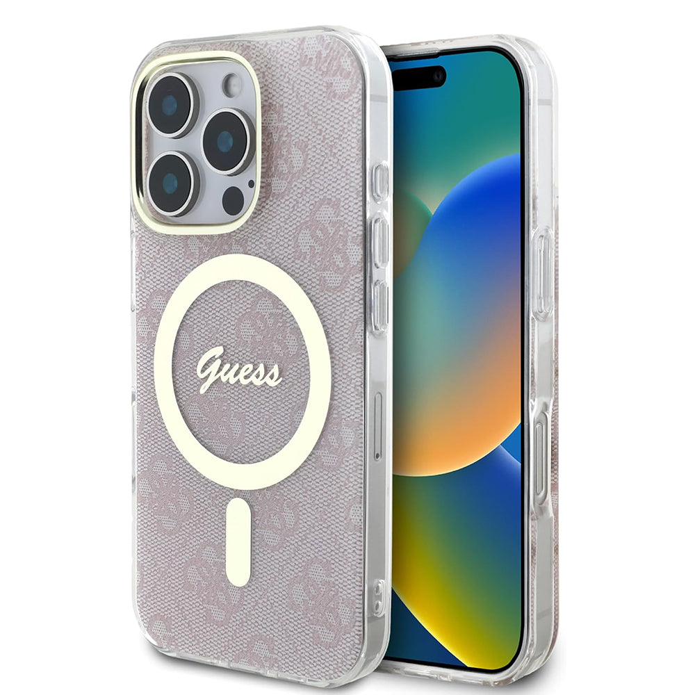 MagSafe Hülle für Apple iPhone 16 Pro, Guess, IML 4G, Rosa