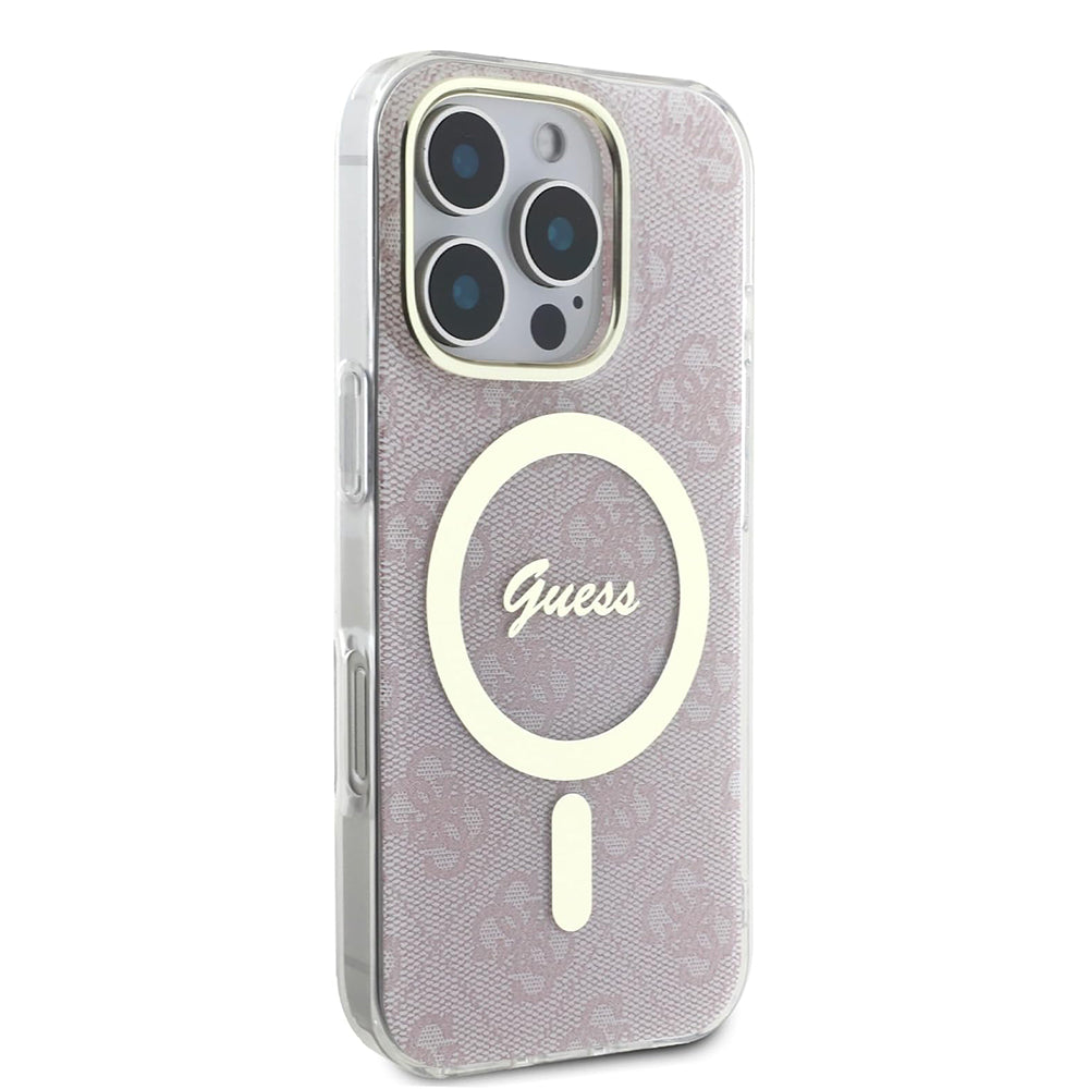 MagSafe Hülle für Apple iPhone 16 Pro, Guess, IML 4G, Rosa