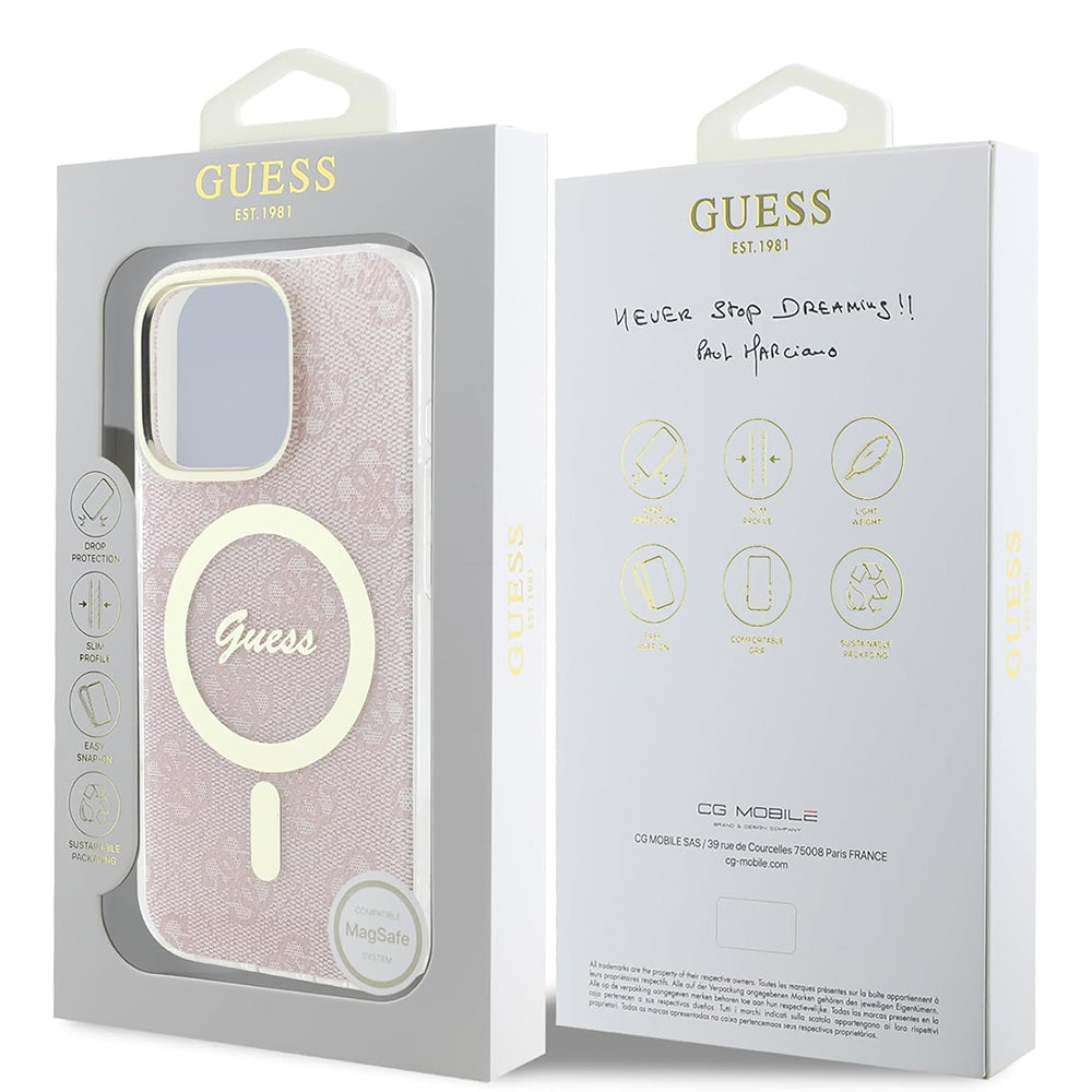 MagSafe Hülle für Apple iPhone 16 Pro, Guess, IML 4G, Rosa