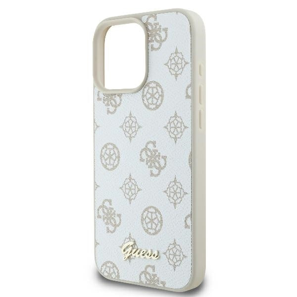 Custodia MagSafe per Apple iPhone 16 Pro, Guess, Peony Script, Bianca