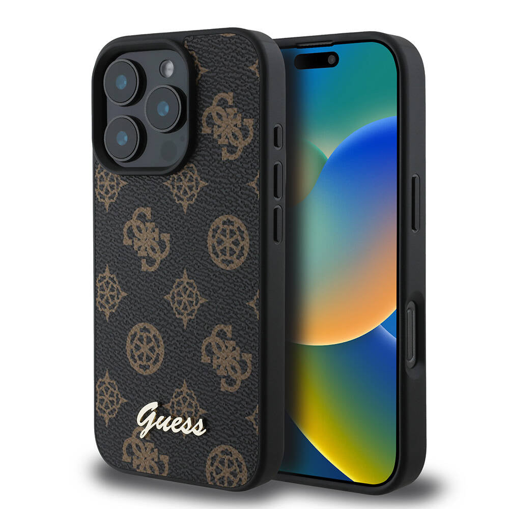 Custodia MagSafe per Apple iPhone 16 Pro, Guess, Peony Script, Nera