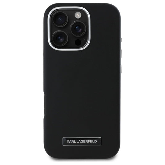 Custodia MagSafe per Apple iPhone 16 Pro, Karl Lagerfeld, FW Metal Plate, Nera