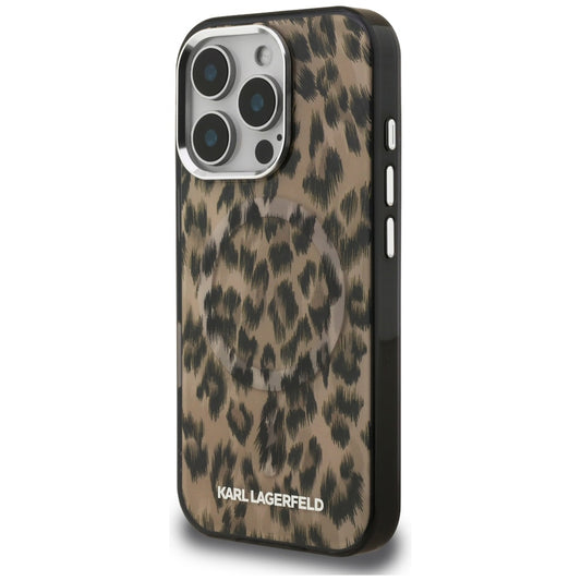 Custodia MagSafe per Apple iPhone 16 Pro, Karl Lagerfeld, IML Leopard Pattern, Marrone