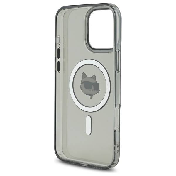 Custodia MagSafe per Apple iPhone 16 Pro, Karl Lagerfeld, IML Metal Choupette's Head, Nera