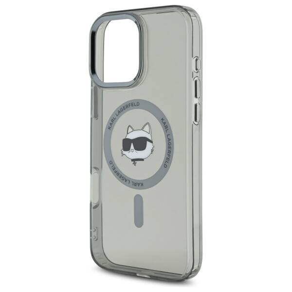 Custodia MagSafe per Apple iPhone 16 Pro, Karl Lagerfeld, IML Metal Choupette's Head, Nera