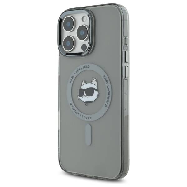 Custodia MagSafe per Apple iPhone 16 Pro, Karl Lagerfeld, IML Metal Choupette's Head, Nera