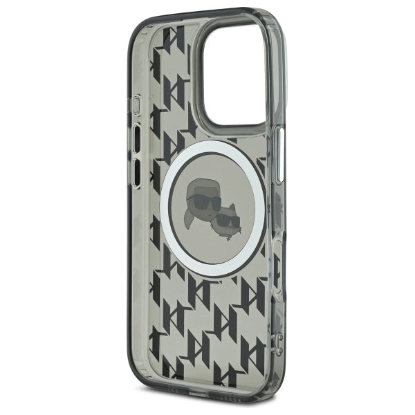 Custodia MagSafe per Apple iPhone 16 Pro, Karl Lagerfeld, IML Monogramma Karl & Choupette's Heads, Nera