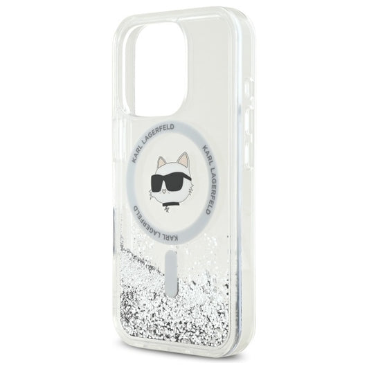 Custodia MagSafe per Apple iPhone 16 Pro, Karl Lagerfeld, Liquid Glitter Choupette's Head, Trasparente