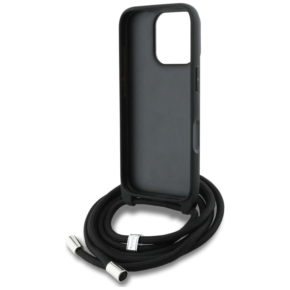MagSafe Hülle für Apple iPhone 16 Pro, Karl Lagerfeld, Saffiano Crossbody, Grau