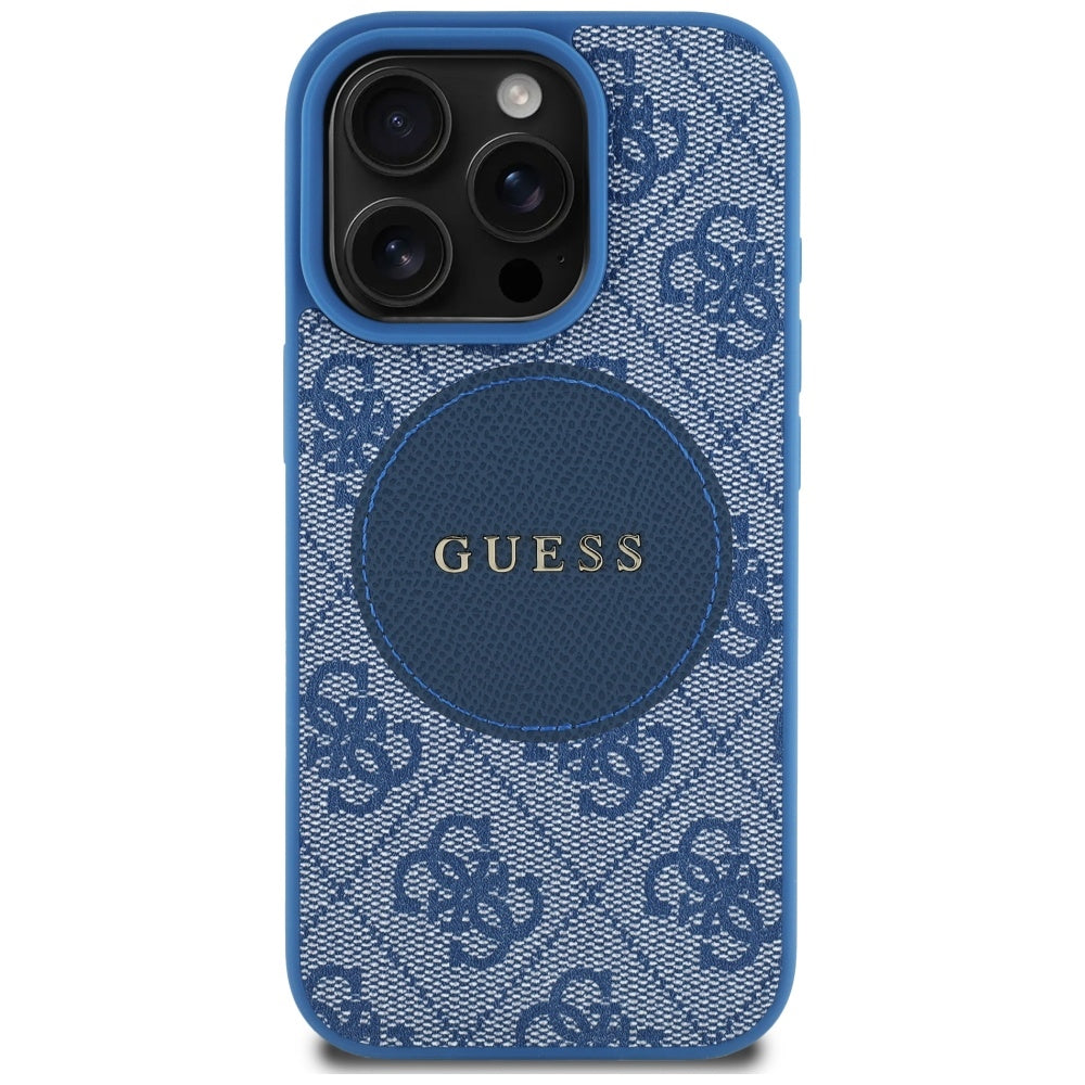 Custodia MagSafe per Apple iPhone 16 Pro Max, Guess, 4G Circle Classic Logo, Blu