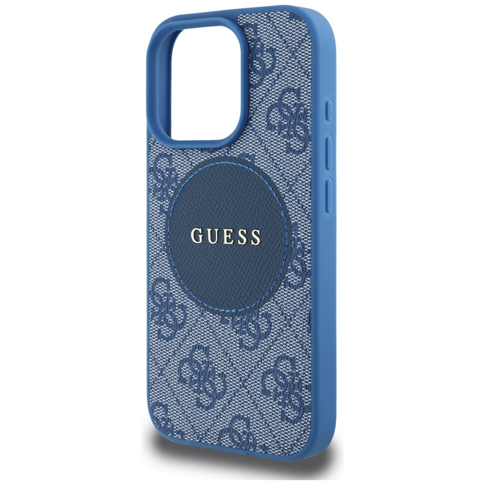 Custodia MagSafe per Apple iPhone 16 Pro Max, Guess, 4G Circle Classic Logo, Blu