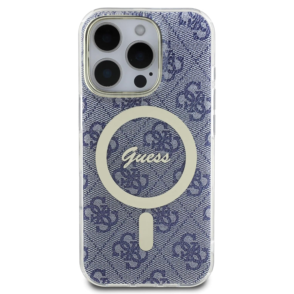 Étui MagSafe pour Apple iPhone 16 Pro Max, Guess, IML 4G, Bleu