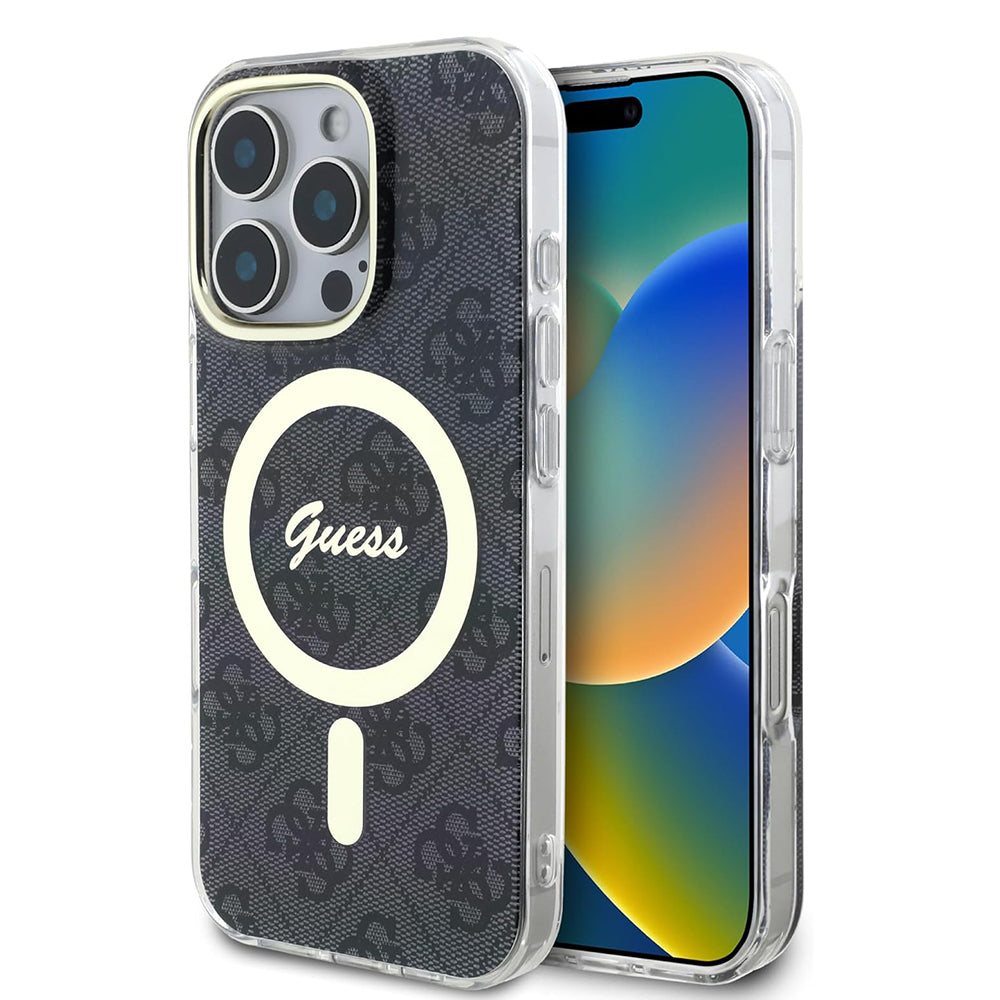 Étui MagSafe pour Apple iPhone 16 Pro Max, Guess, IML 4G, Noir